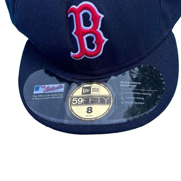 New Era Men's Blue Boston Red Sox Quick Alternate 59Fifty Fitted Cap Hat - Picture 6 of 9